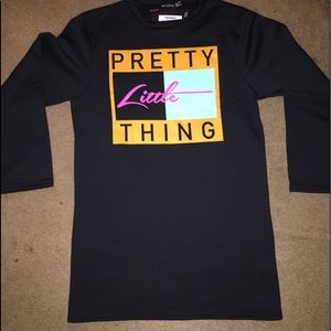 Black slogan sweater dress